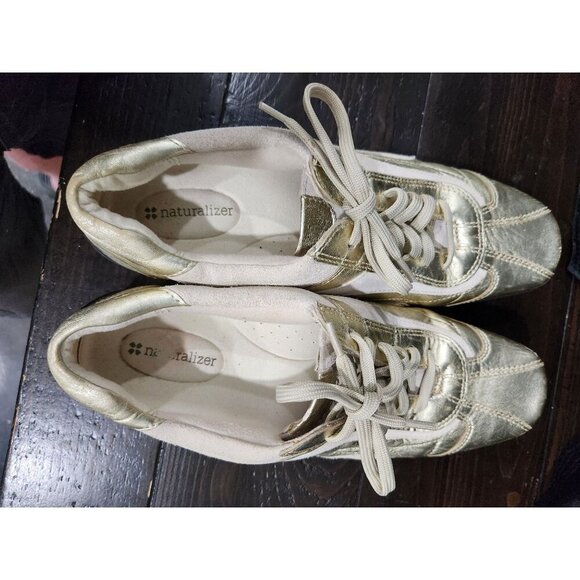 EUC Naturalizer Cade Gold Leather & Suede Lace-Up Casual Fashion Sneakers/Sz 11M - Picture 9 of 9